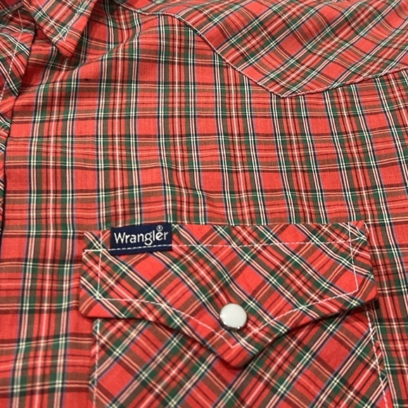 Vintage Wrangler Button Down Pearl Snap Plaid Long Sleeve Rancher Cowboy Shirt - Picture 3 of 5